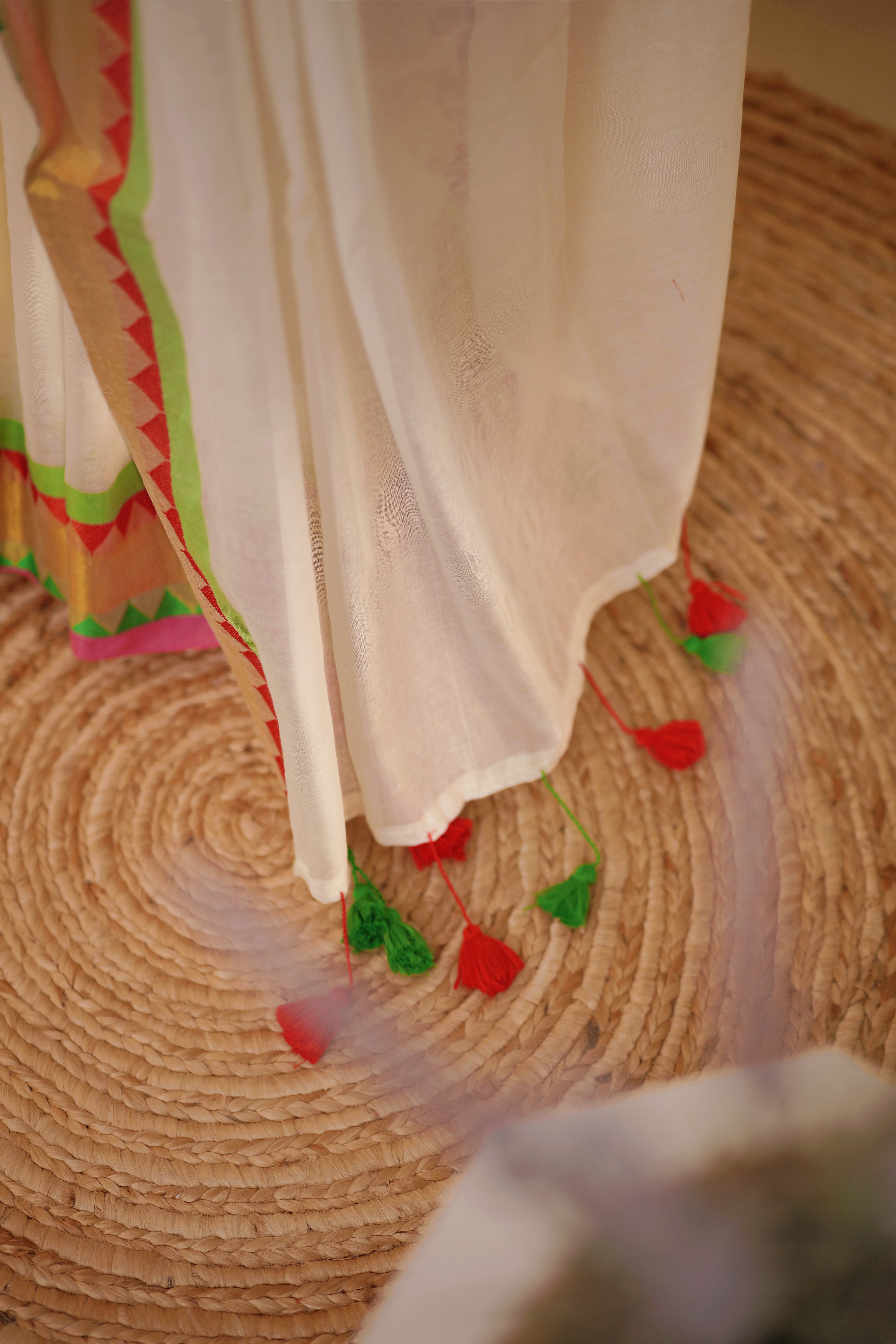Mandira – Mul Cotton Saree with Temple Zari Border