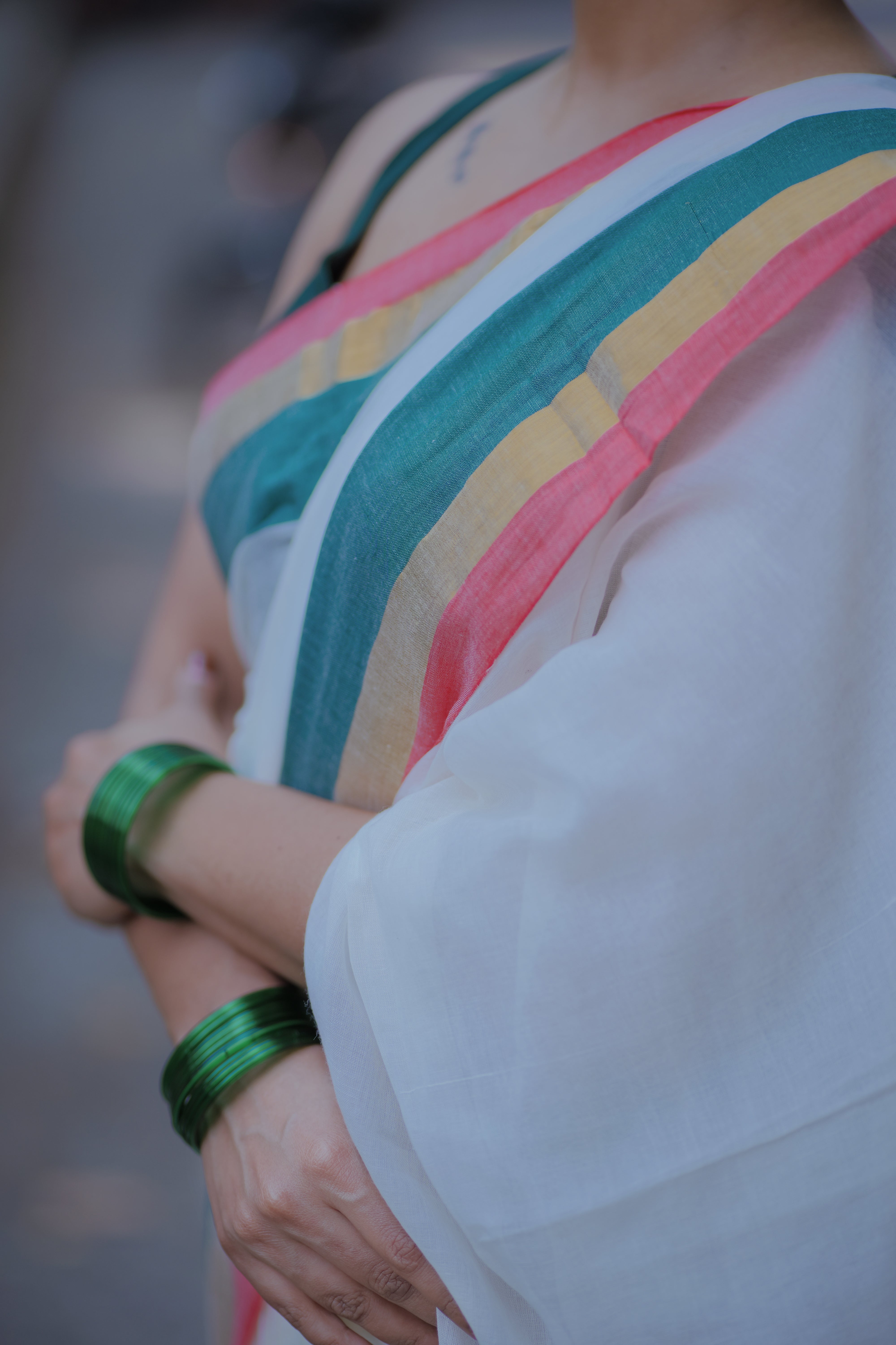 Multi Border Mul Mul Cotton Kasavu Saree