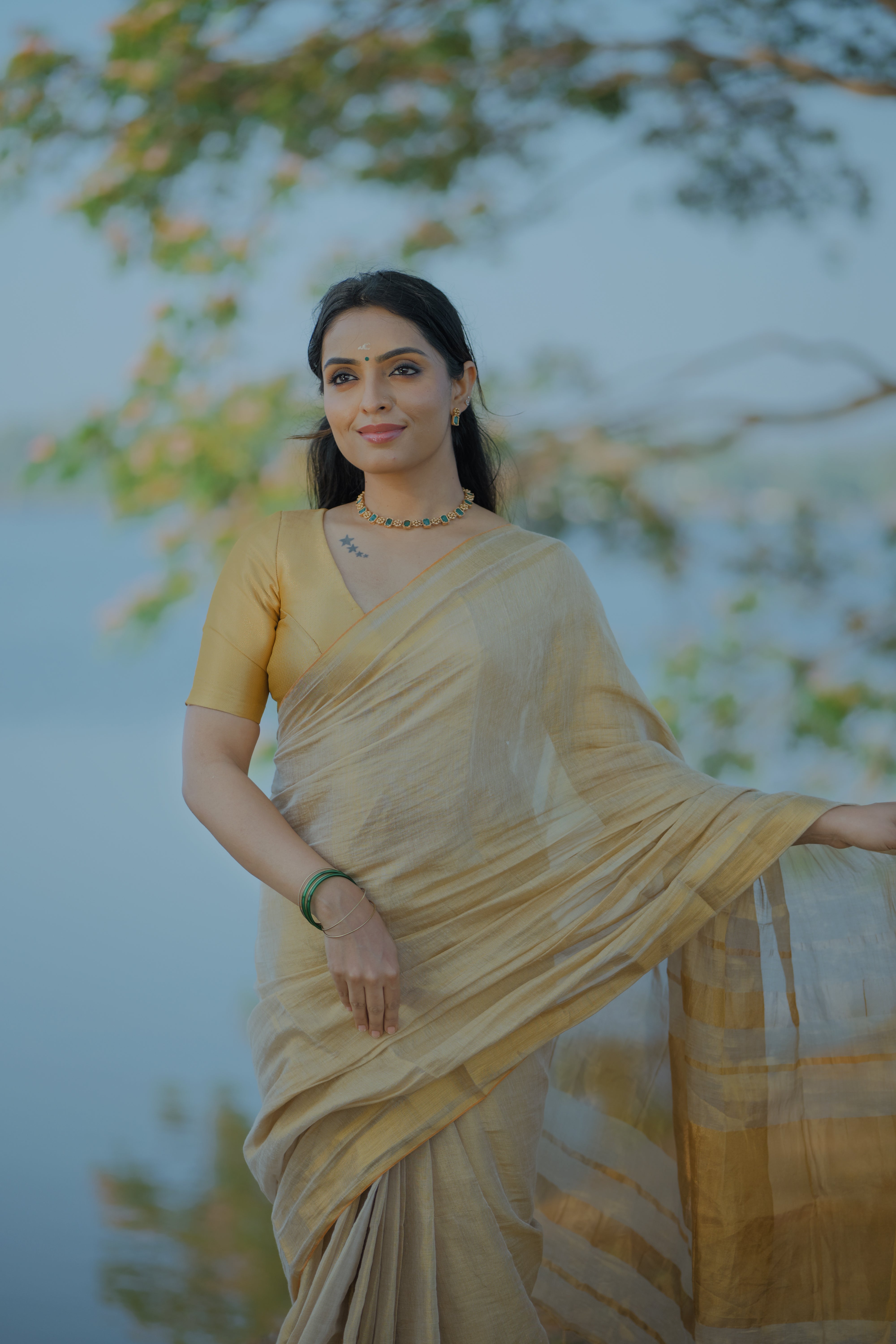 Ponnonam - Limited Edition Golden Tissue Cotton Saree