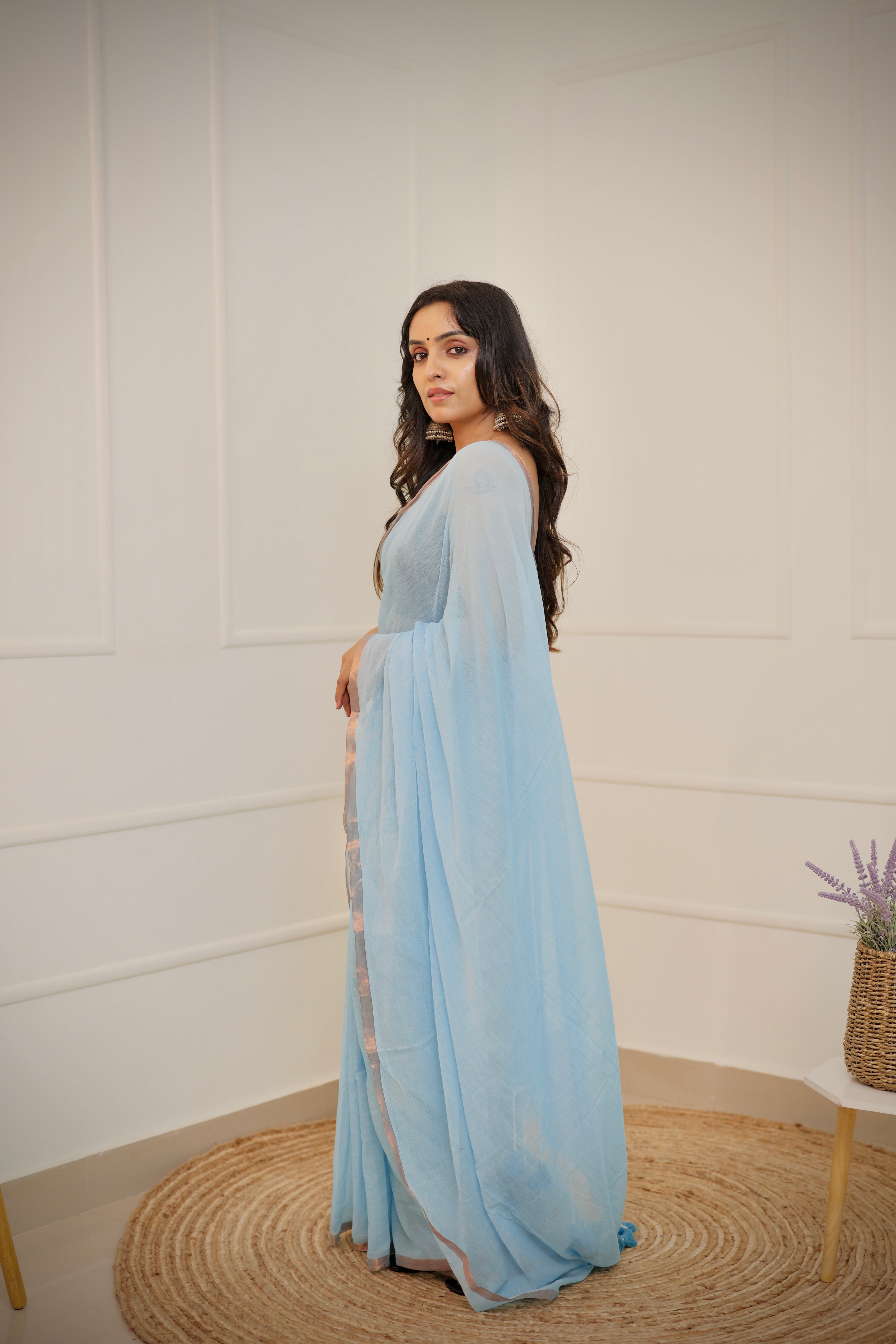 Iravati – Pastel Blue Mul Cotton Saree