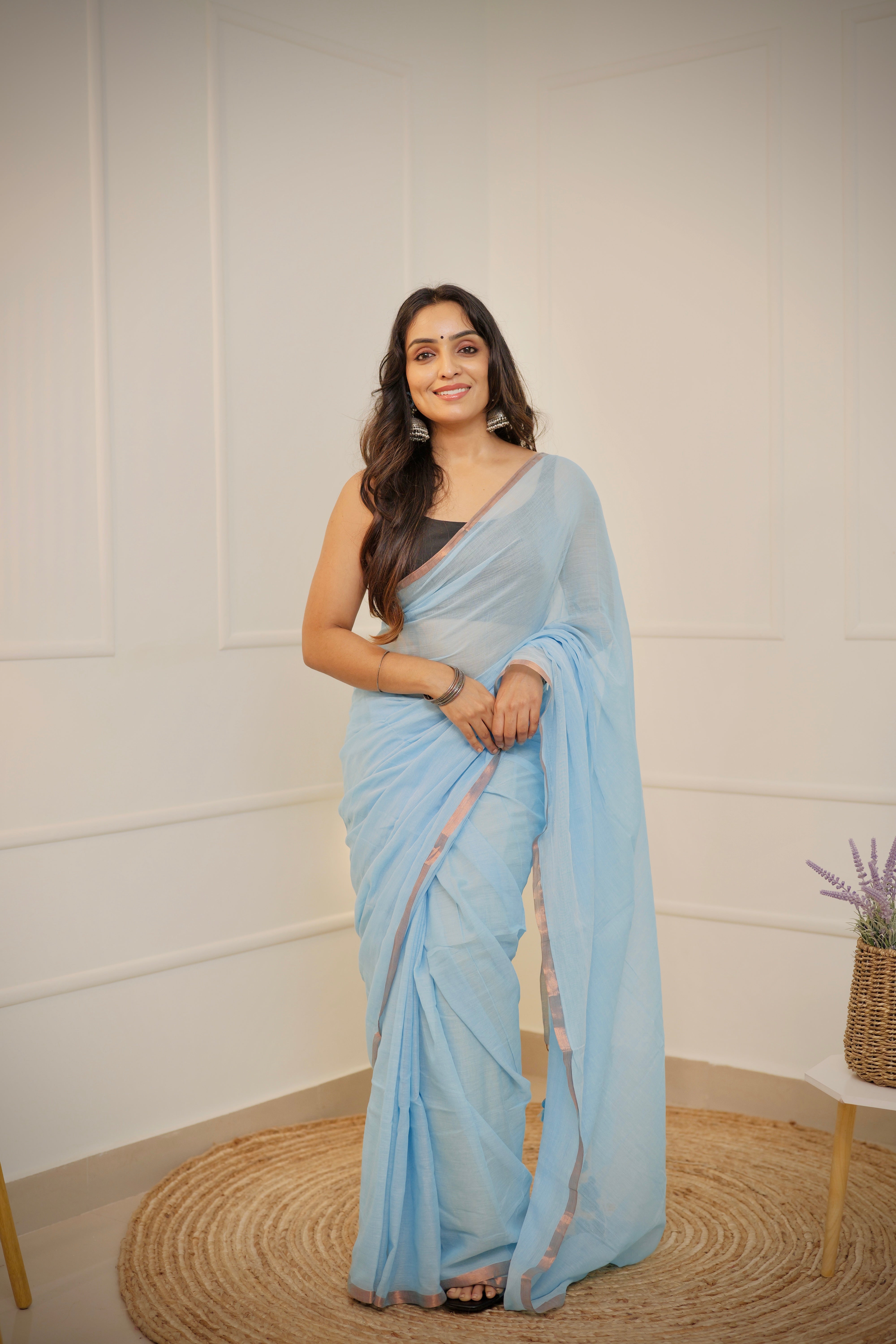 Iravati – Pastel Blue Mul Cotton Saree