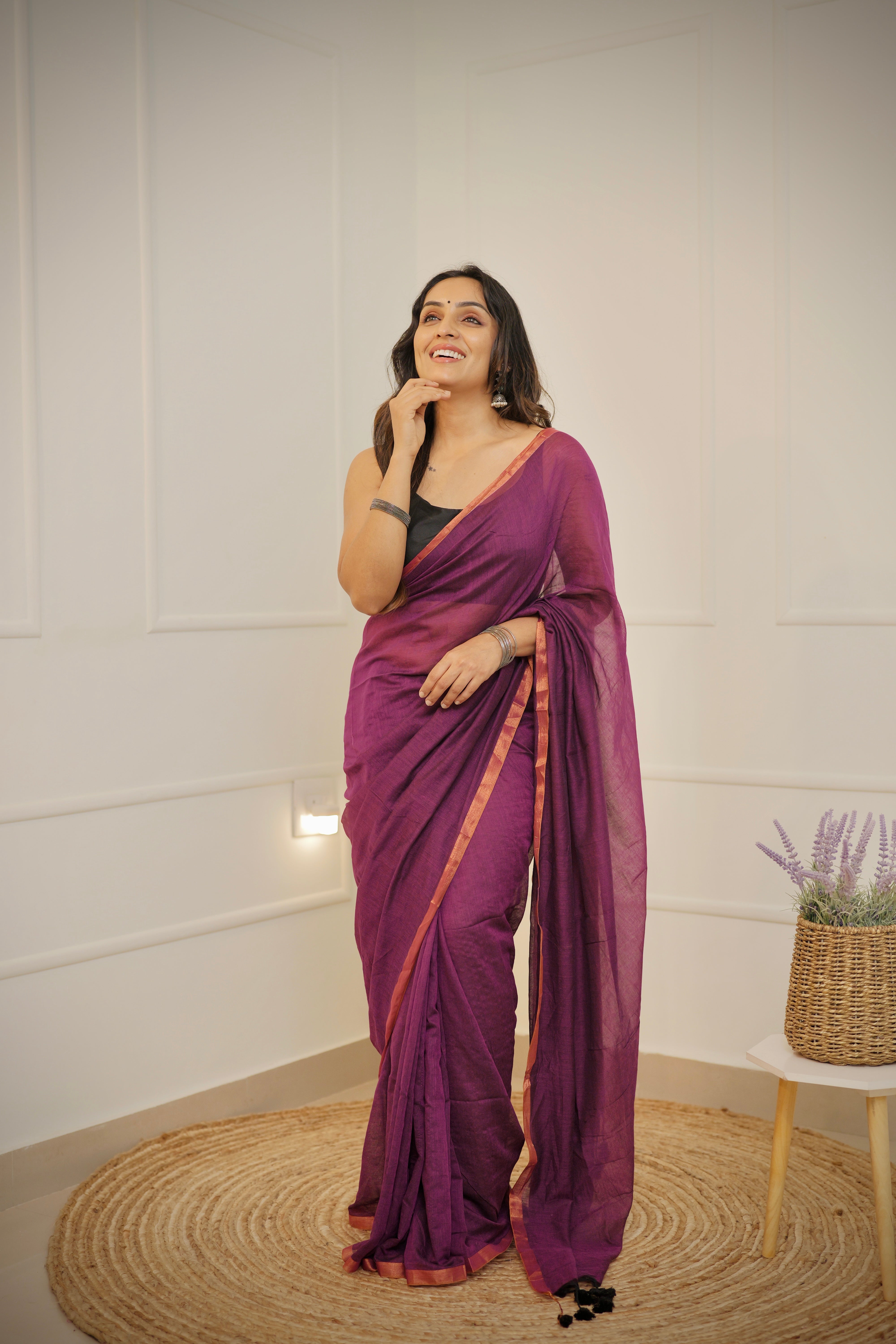 Deepa – Plum Purple Mul Cotton Saree