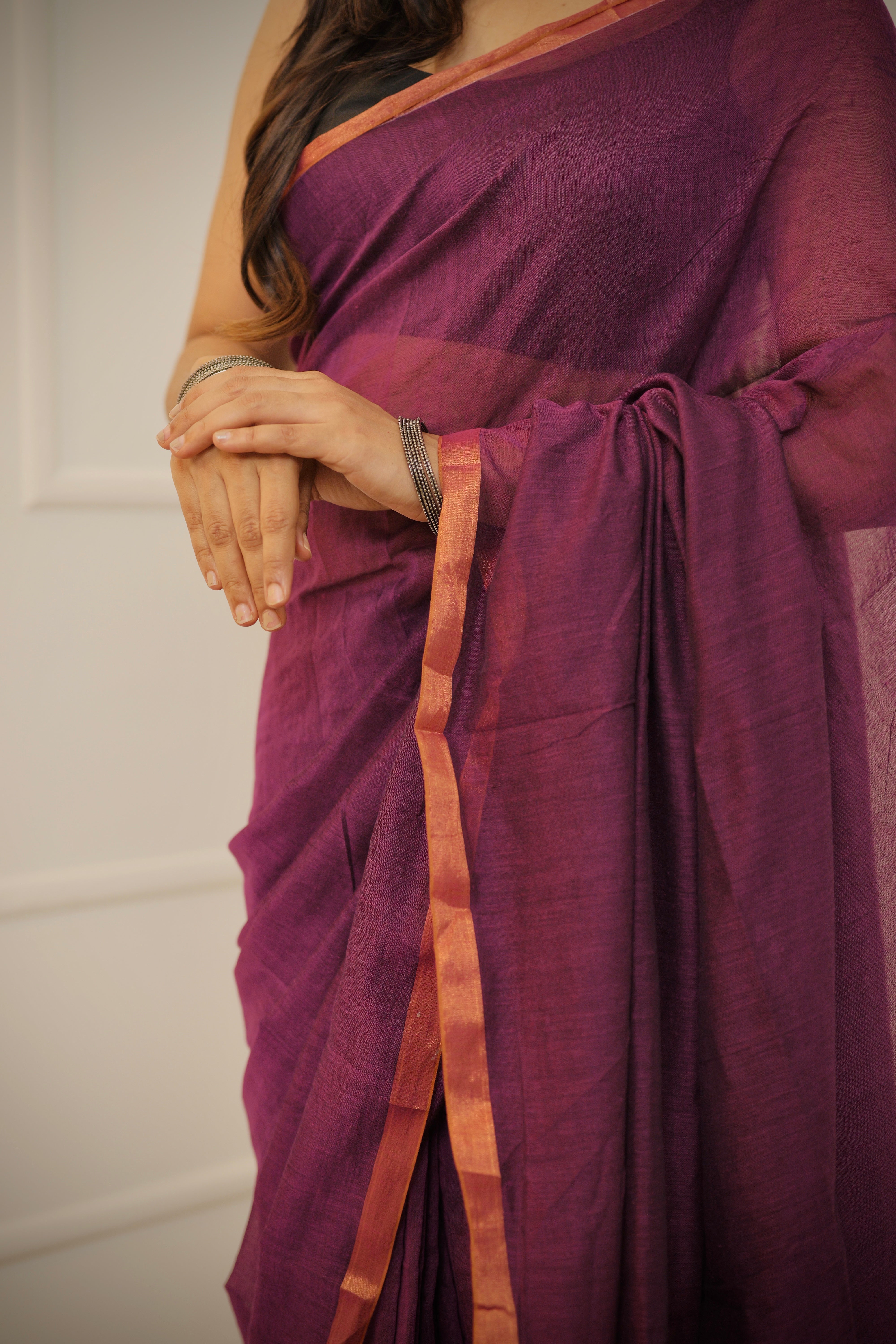 Deepa – Plum Purple Mul Cotton Saree
