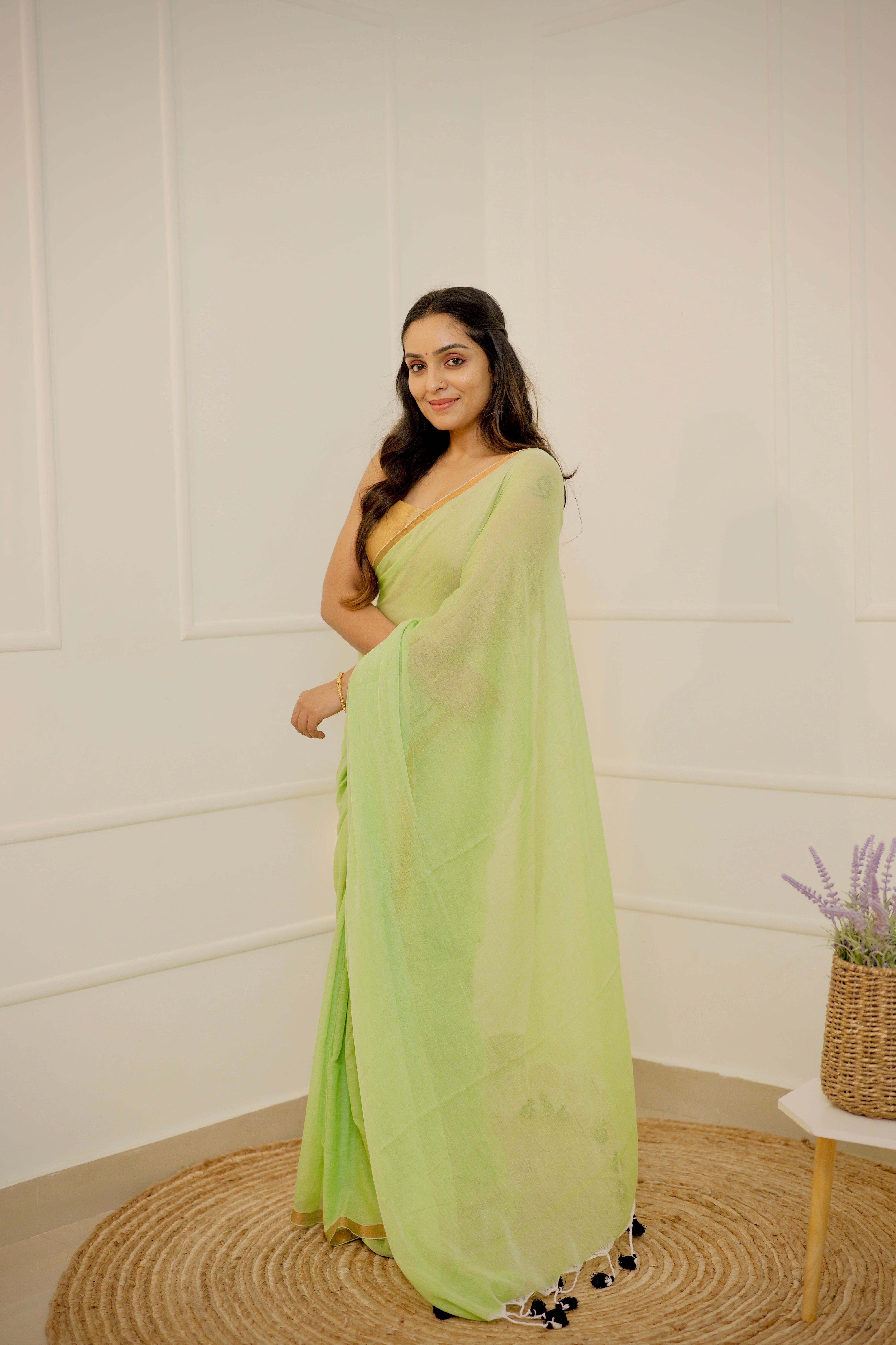 Haritha – Pastel Green Mul Cotton Saree