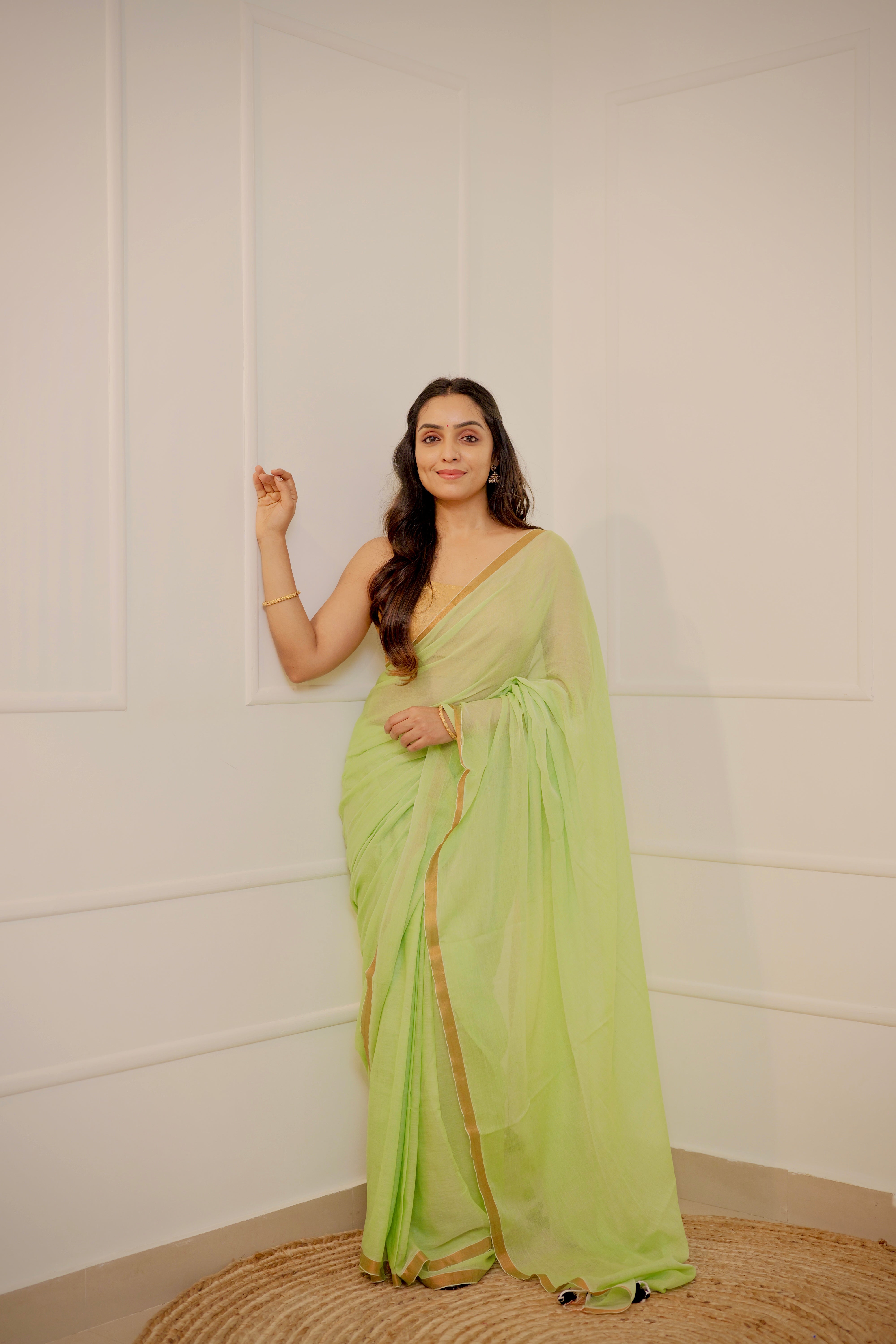 Haritha – Pastel Green Mul Cotton Saree