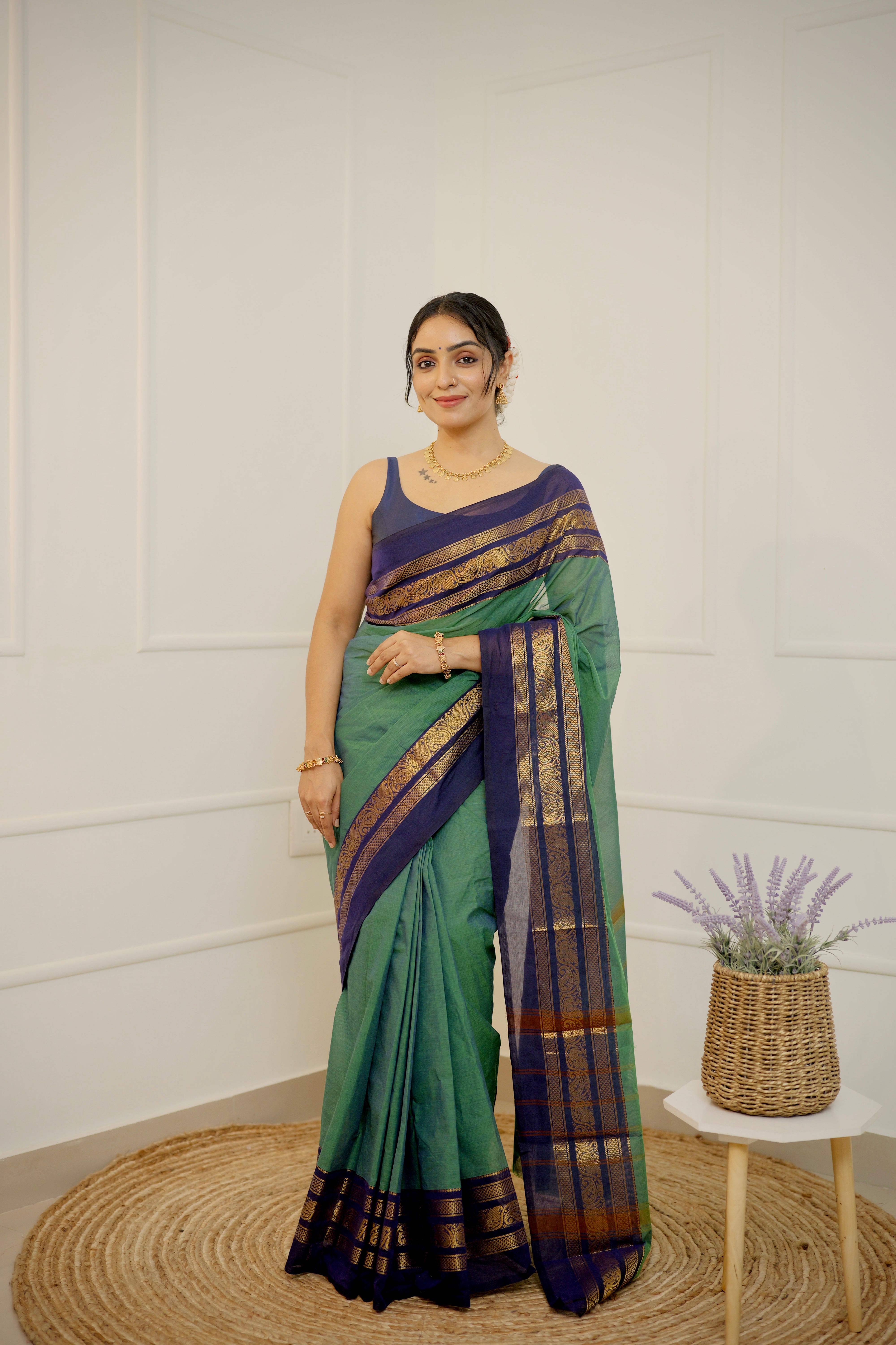 Maragatha Thirai - Limited Edition Green Chettinad Cotton Saree