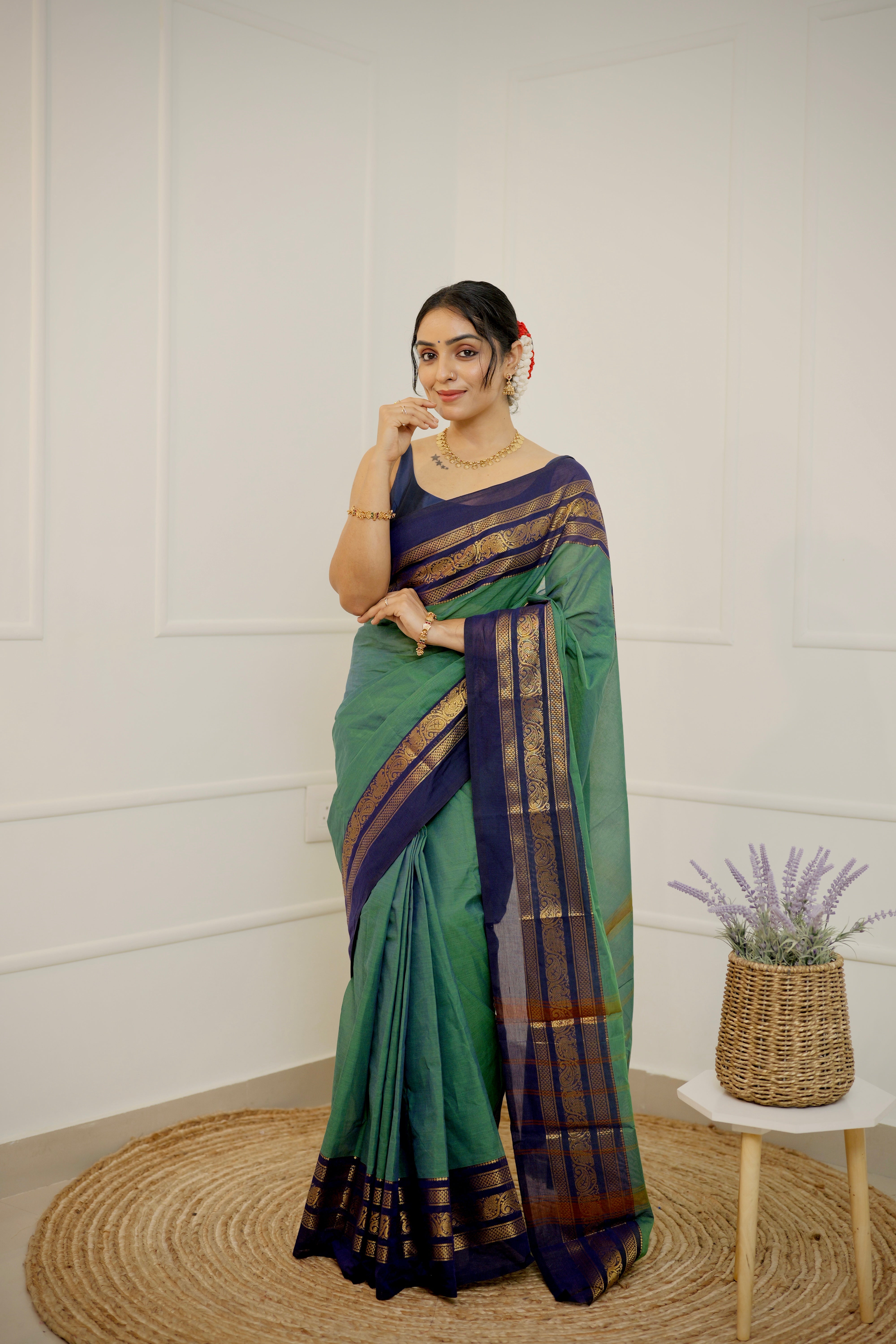 Maragatha Thirai - Limited Edition Green Chettinad Cotton Saree