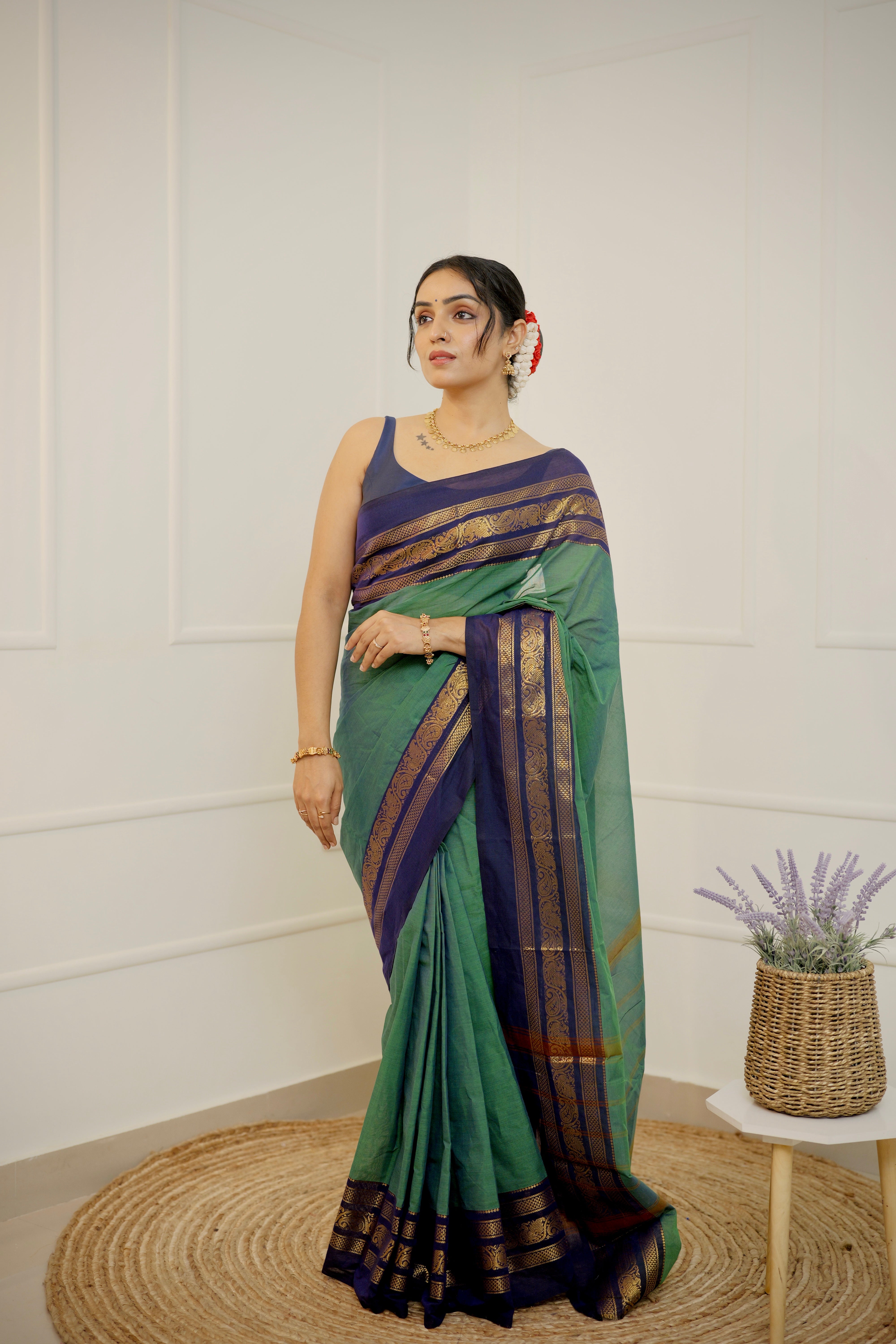 Maragatha Thirai - Limited Edition Green Chettinad Cotton Saree
