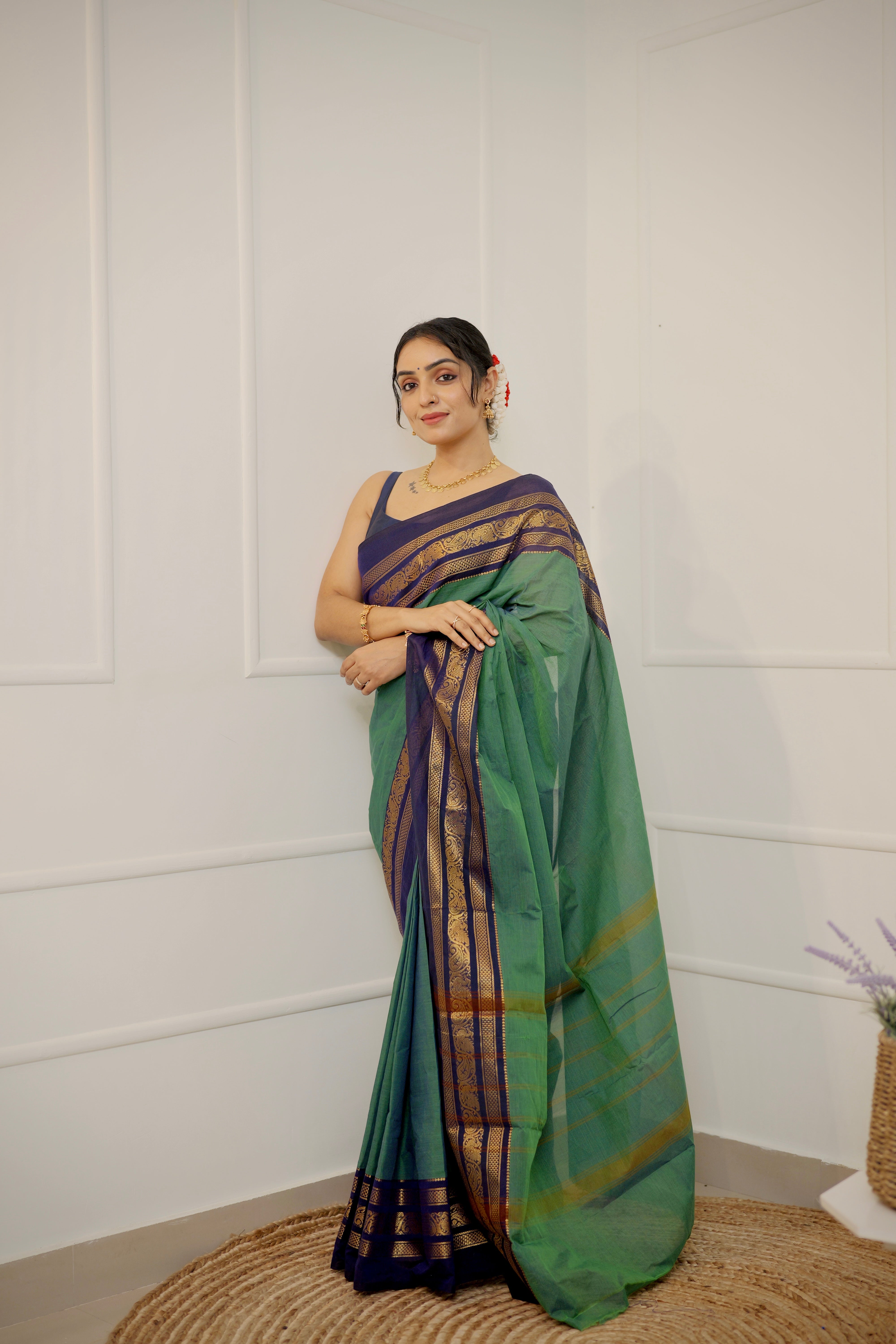Maragatha Thirai - Limited Edition Green Chettinad Cotton Saree