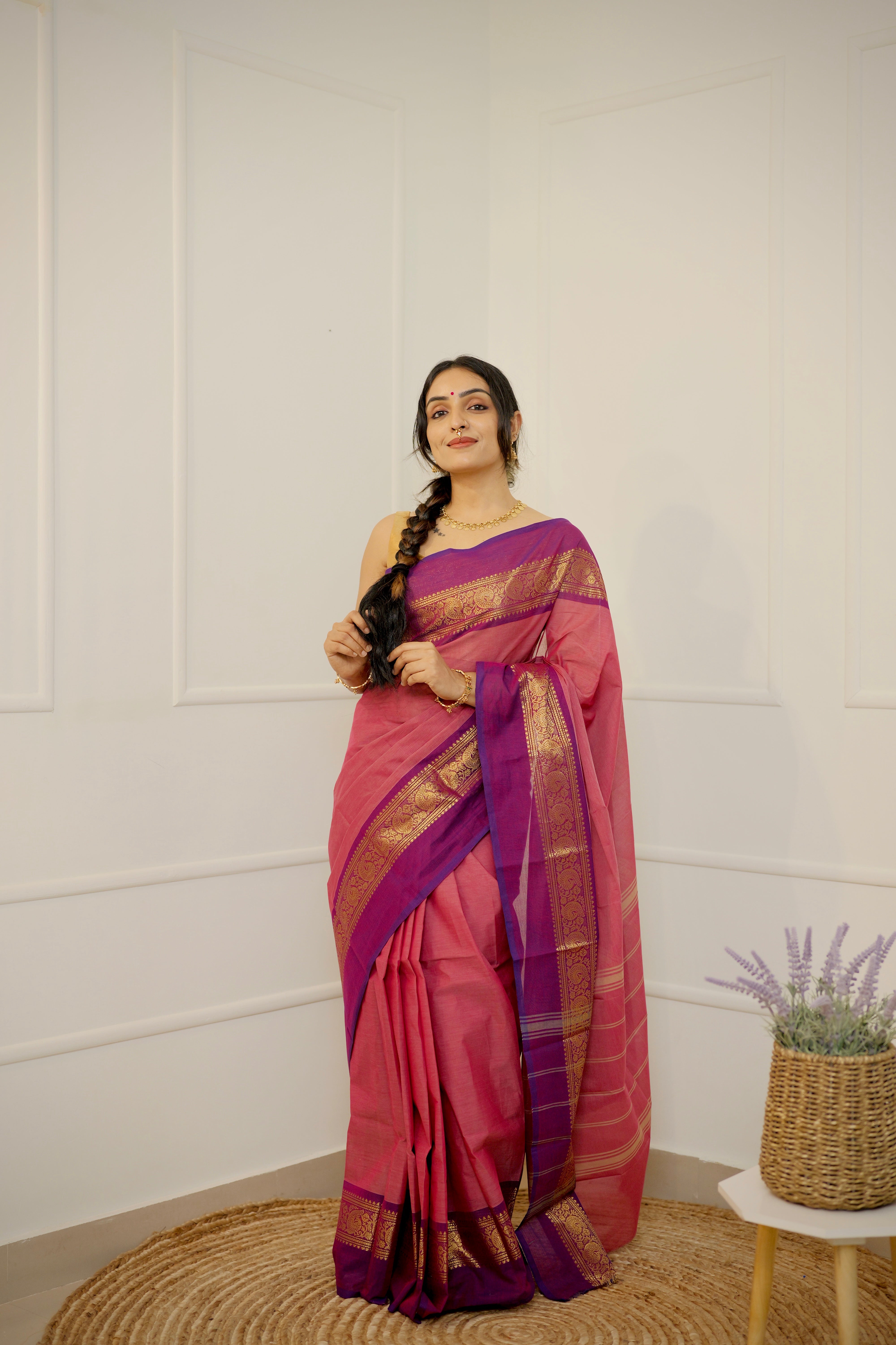 Rohini Thirai - Limited Edition Rose Pink Chettinad Cotton Saree