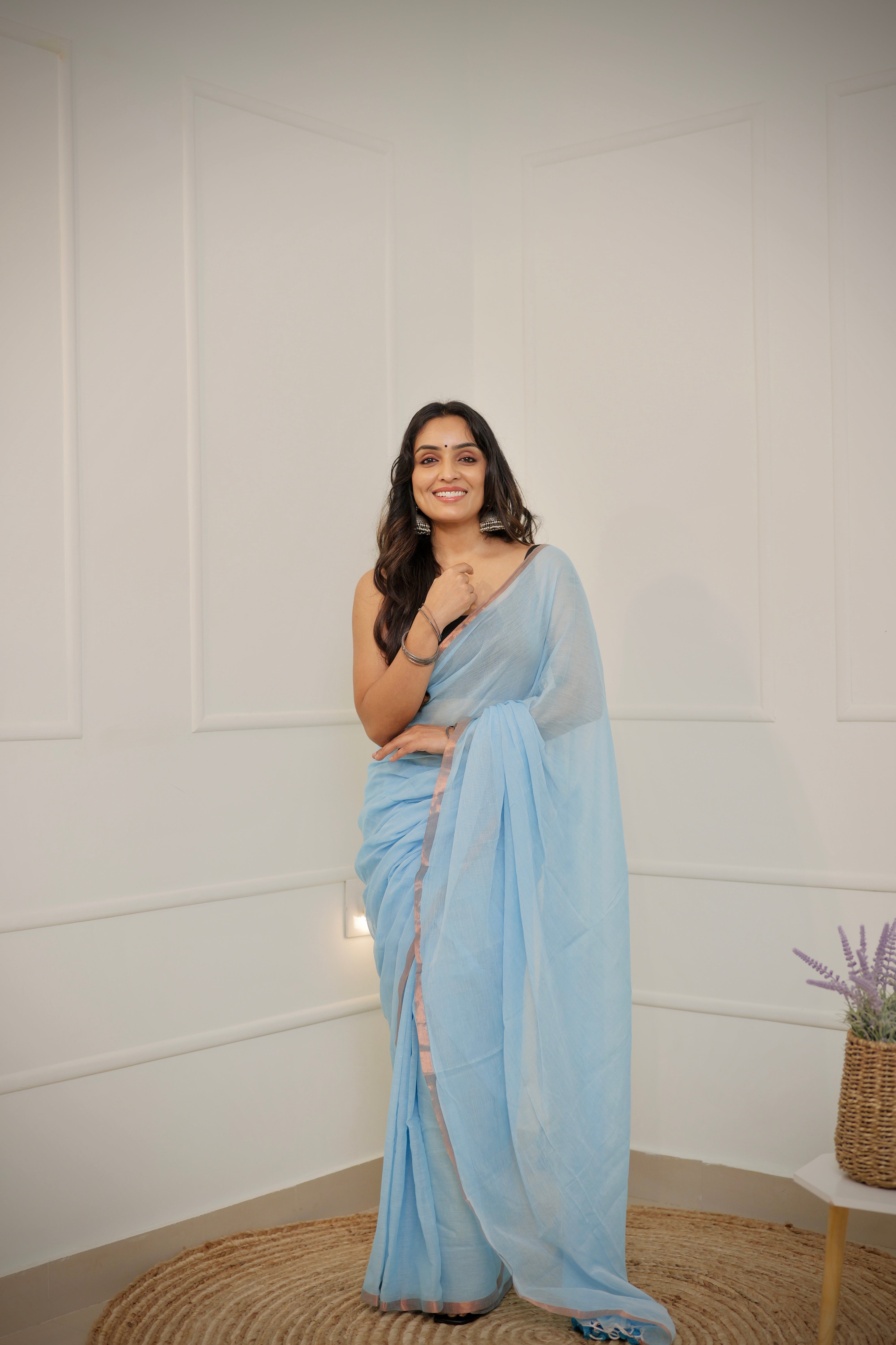 Iravati – Pastel Blue Mul Cotton Saree