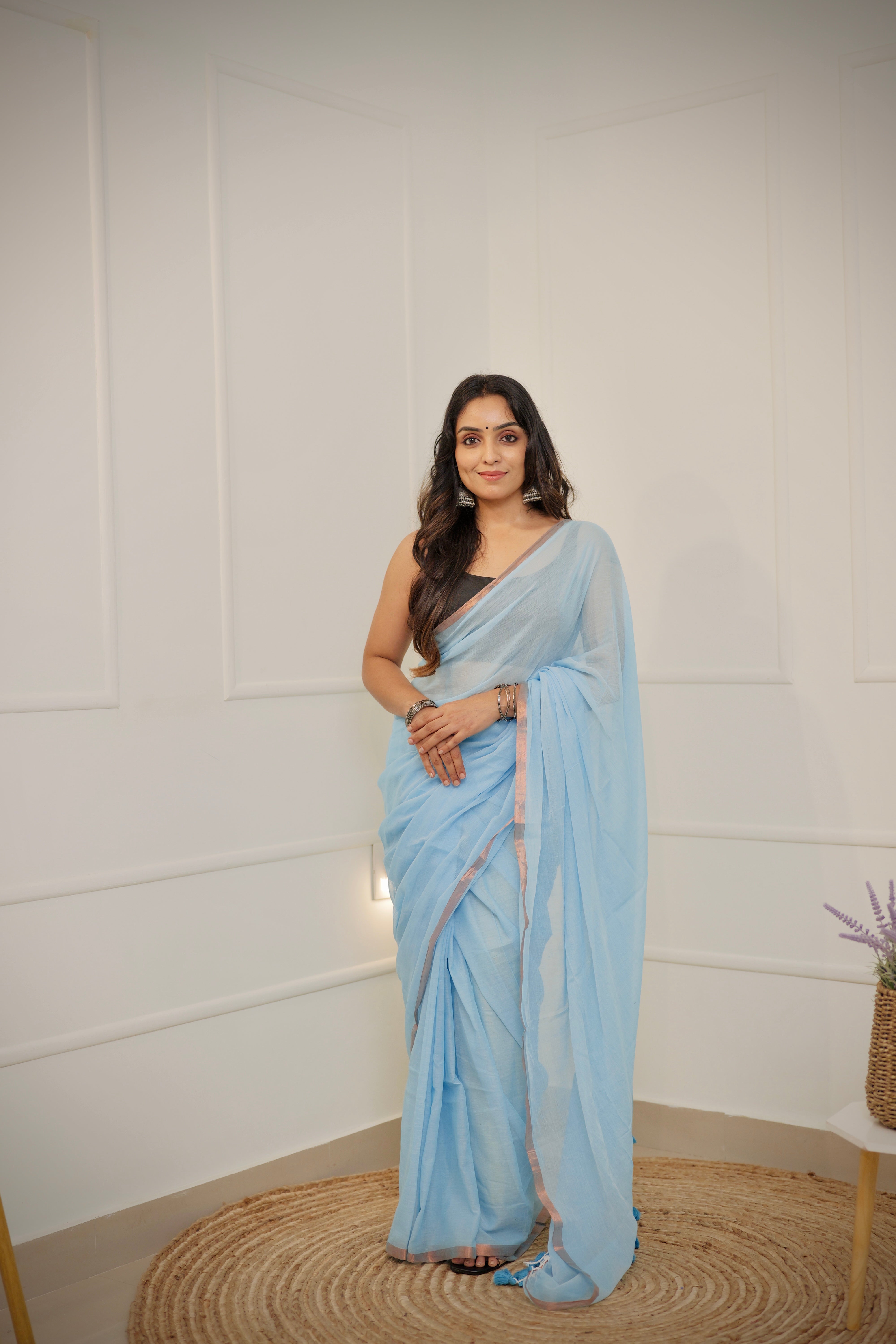 Iravati – Pastel Blue Mul Cotton Saree