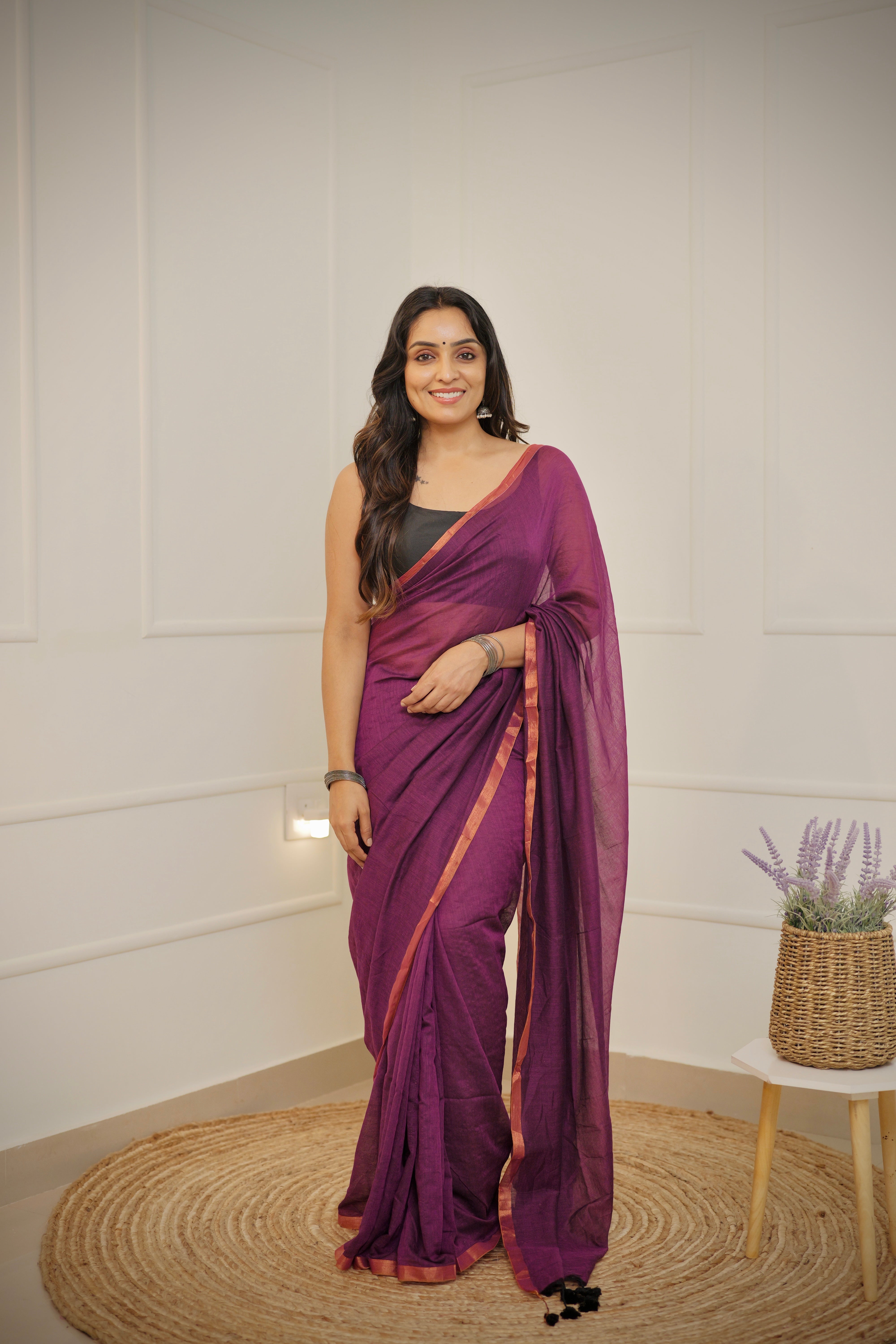 Deepa – Plum Purple Mul Cotton Saree