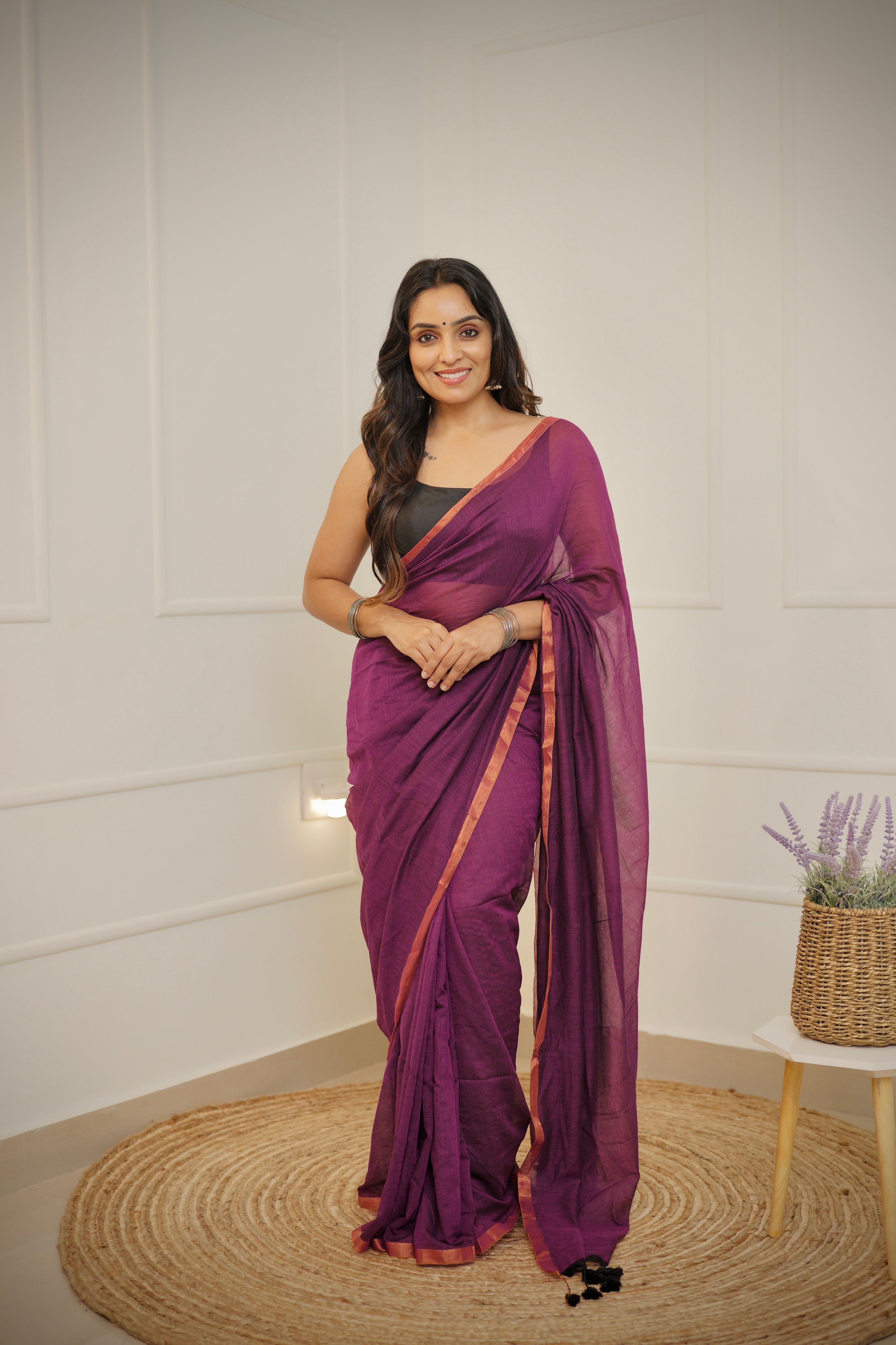 Deepa – Plum Purple Mul Cotton Saree