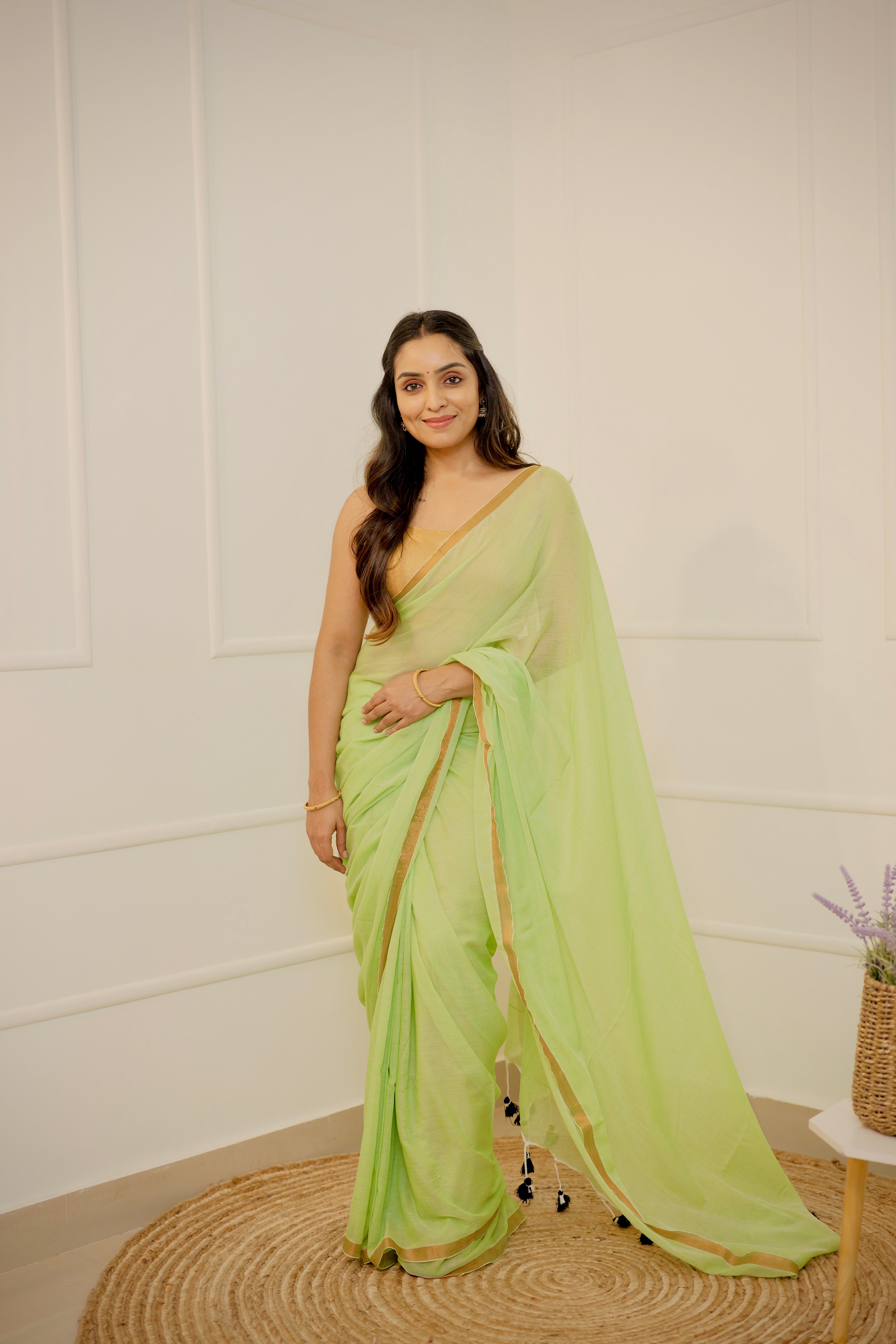 Haritha – Pastel Green Mul Cotton Saree