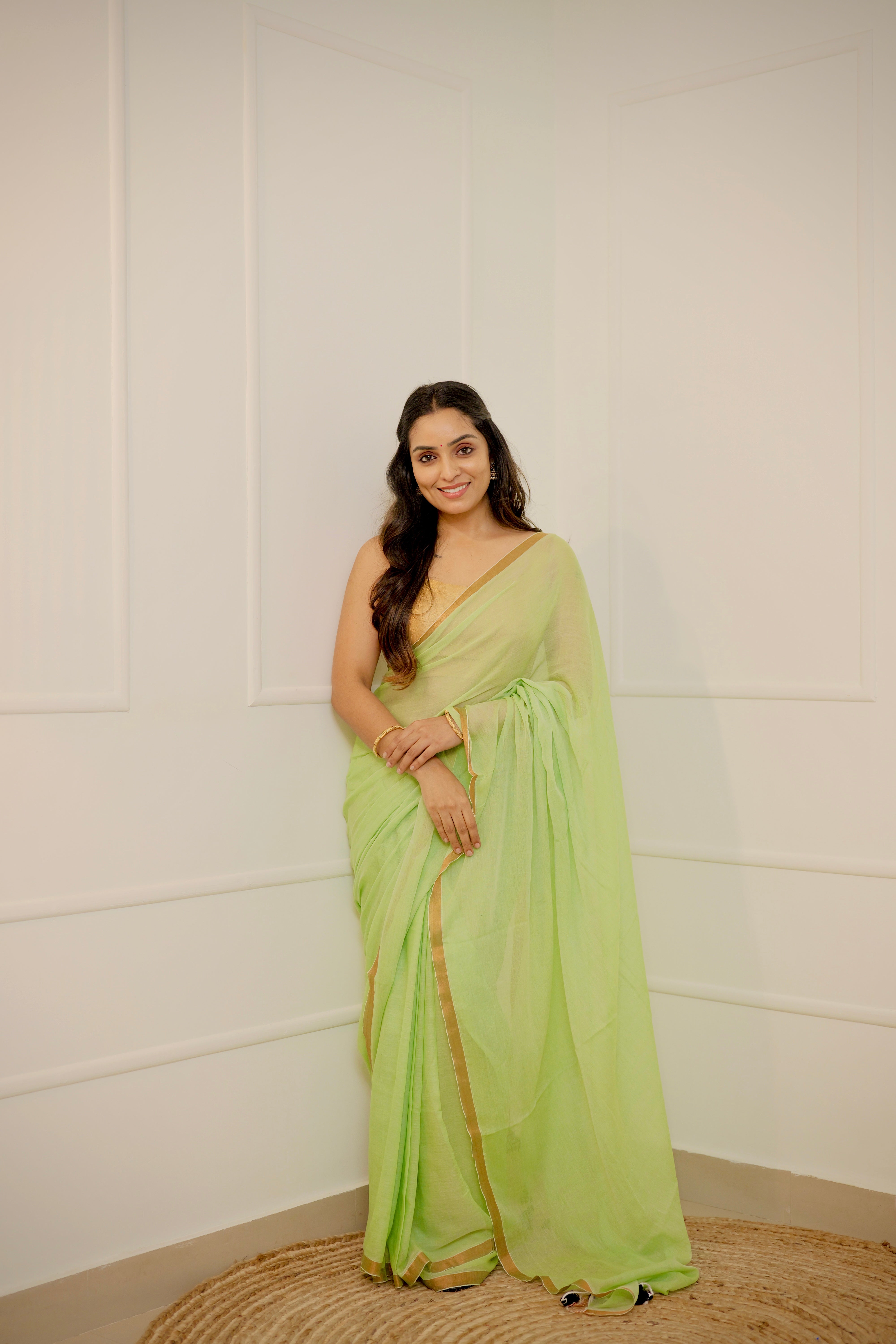 Haritha – Pastel Green Mul Cotton Saree